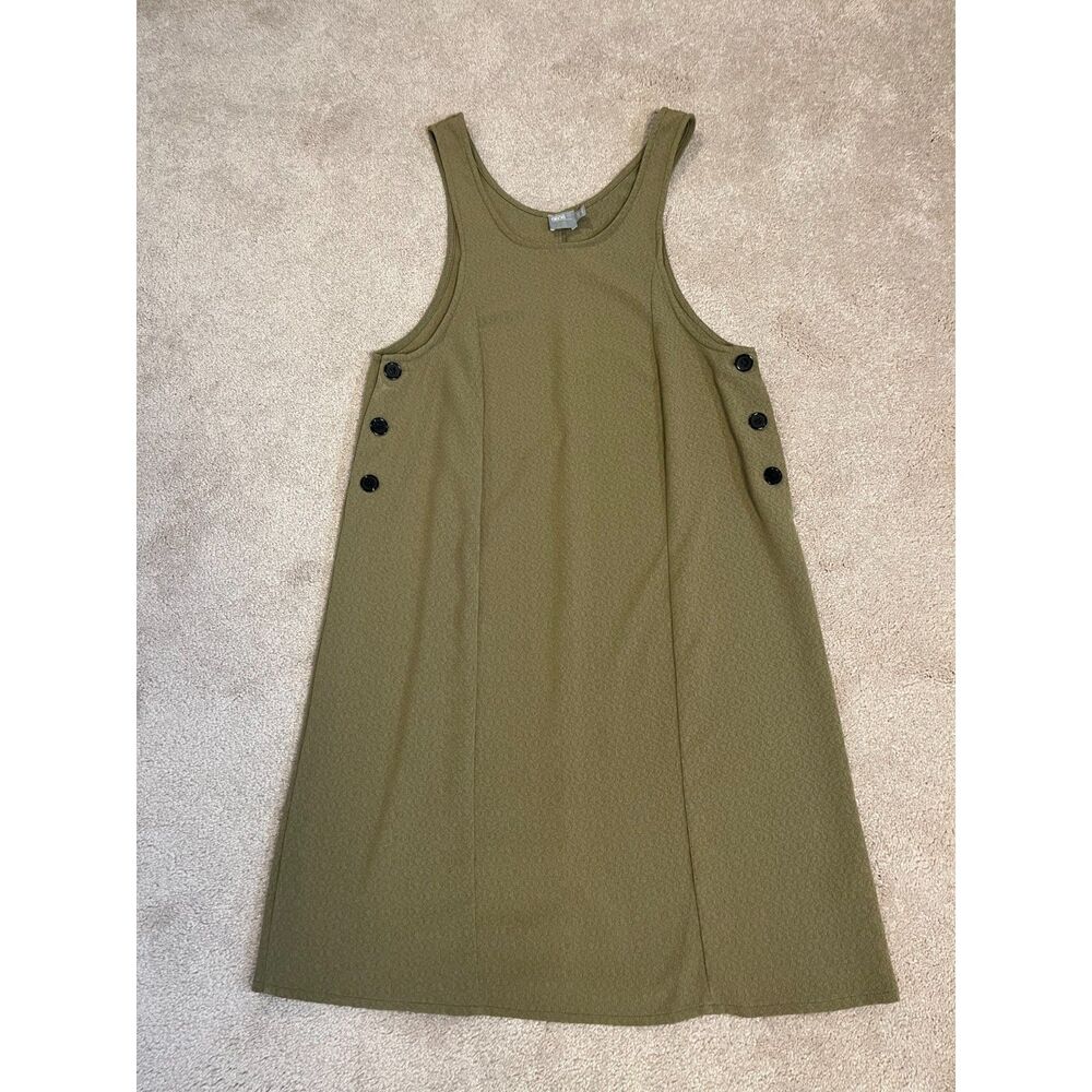 ASOS Olive Green Sleeveless Jumper Dress With Side Buttons Size 4 - Picture 2 of 6